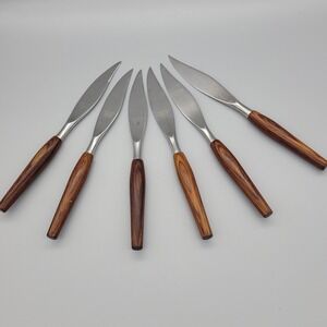 Mode Danish Steak Knife 6pc Set Wood Handle England Stainless MCM
